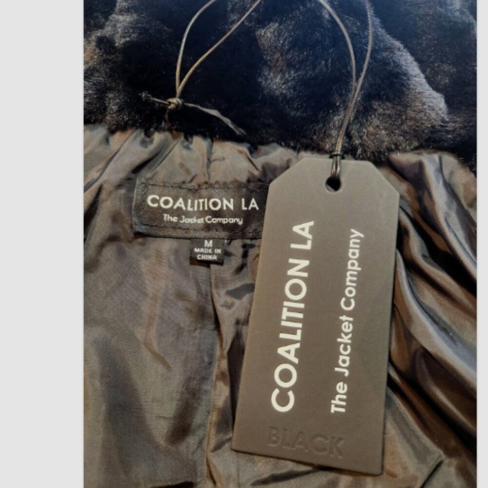 Coalition LA Hooded Faux Fur Snap Coat With Pockets - Picture 13 of 15